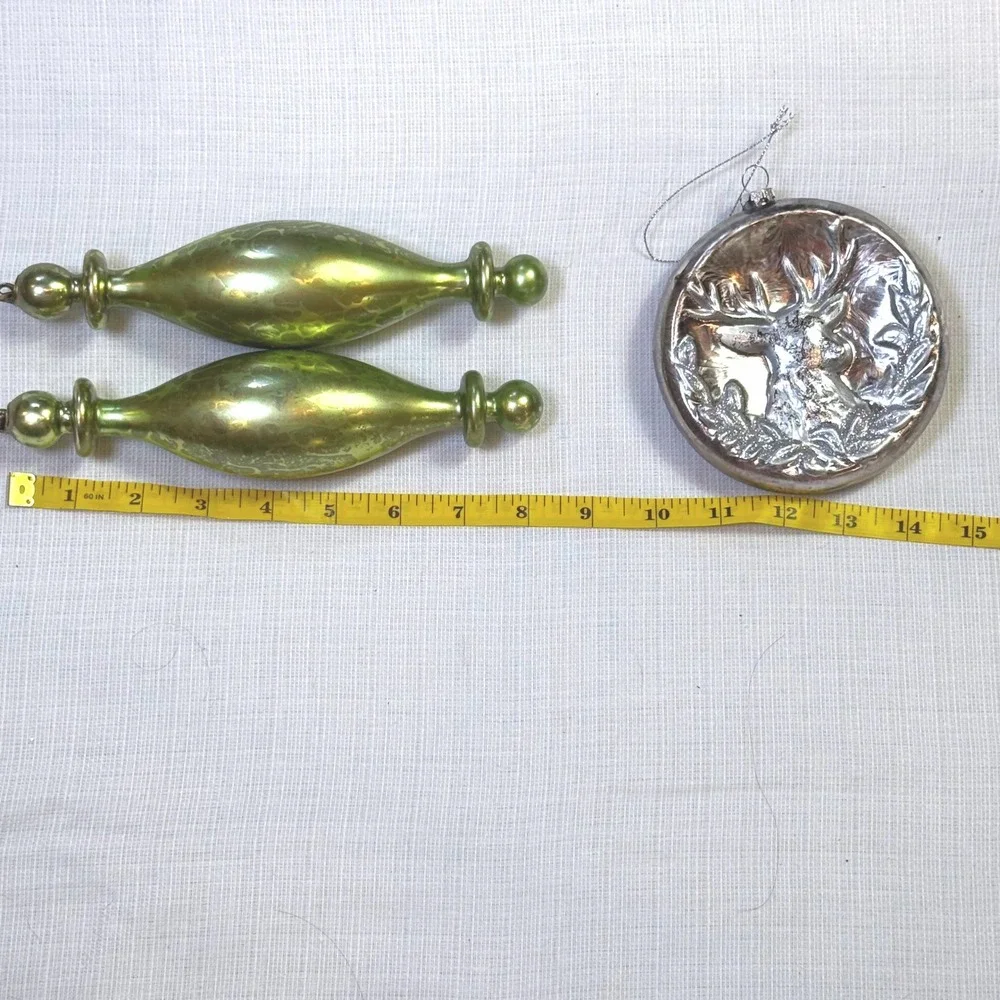 Vintage Christmas Ornaments Glass‎ Finials Silver Deer Angel Mid Century Lot